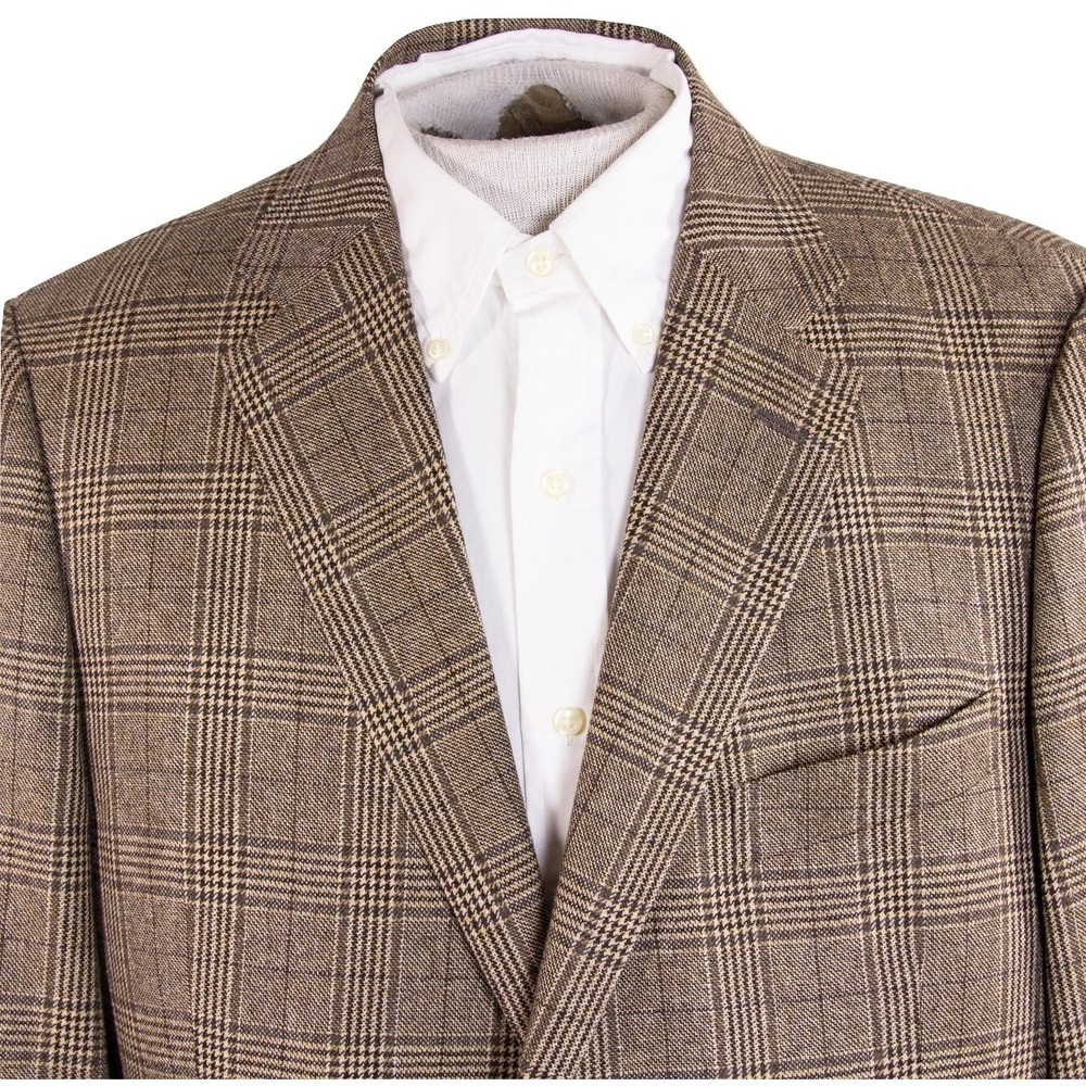 John W Nordstrom Signature Mens 42L Brown Cashmere Plaid Sports Coat USA